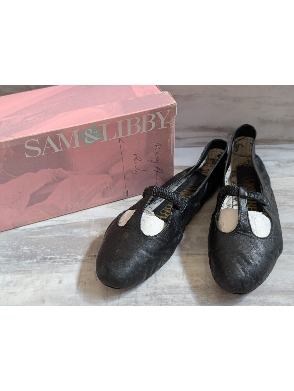 Sam & Libby Black Leather Ballet Flats Size 6.5B